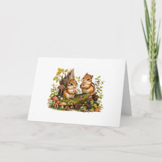 Twee eekhoorns met eikels kaart
