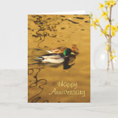 Twee eenden Jubileum kaart (Gele Bloem)