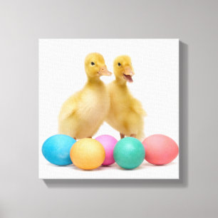Twee eenden met paaseieren canvas afdruk