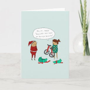 Twee eenwielers Grappige Comic Cycling Christmas Feestdagen Kaart