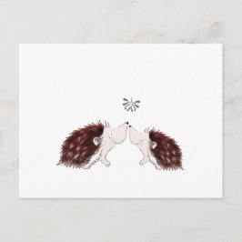 Twee egel onder de mistletoe briefkaart
