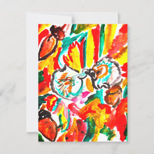 Twee egels spelen de herfst. briefkaart