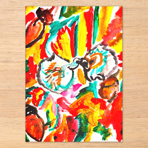 Twee egels spelen herfst. acryl uitnodigingen