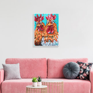 Twee eigenzinnige hanen canvas afdruk