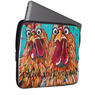 Twee eigenzinnige hanen laptop sleeve