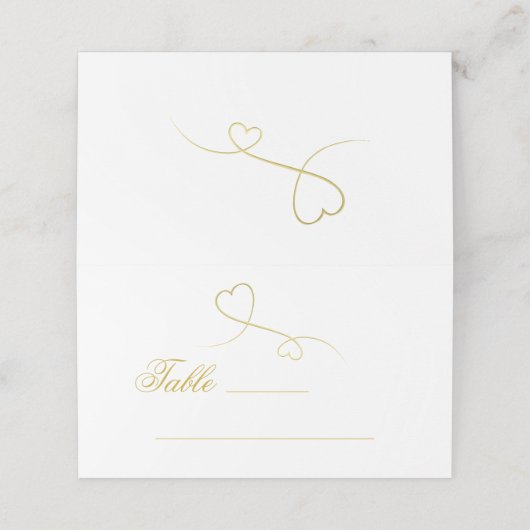 Twee Elegant Gold Hearts | Aangepaste bruiloft (Buitenkant ongevouwen)