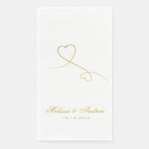 Twee Elegant Gold Hearts   Aangepaste bruiloft Servet
