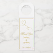 Twee Elegant Gold Hearts | Weddenschap "Bedankt" Flessenhanger (Voorkant)