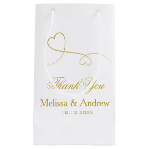 Twee Elegant Gold Hearts   Weddenschap "Bedankt" Klein Cadeauzakje