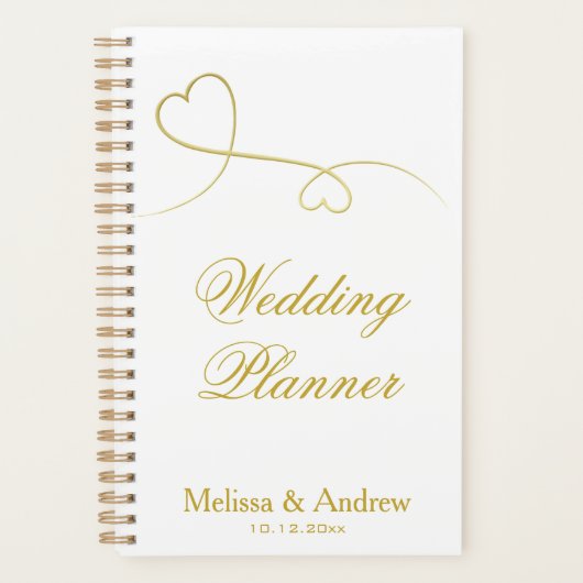 Twee Elegant Gold Hearts | Weddenschap Planner (Voorkant)