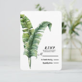 Twee Elegant Palm laat tropische bruiloft RSVP (Staand voorkant)
