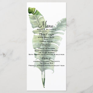 Twee Elegant Palm Leaves Tropical Wedding Menu