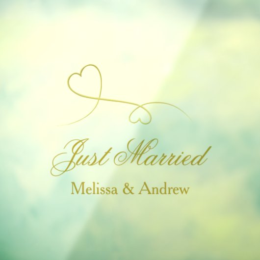 Twee elegante gouden harten | Gewoon getrouwde tro Raamsticker (Vel 3)