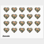 Twee Elegante Lovebirds  Bloemen Hart Sticker (Vel)