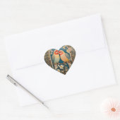 Twee Elegante Lovebirds  Bloemen Hart Sticker (Envelop)
