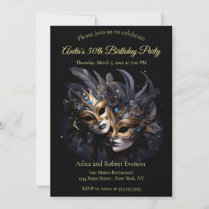 Twee elegante Venetiaanse maskers Mardi Gras Carna Kaart