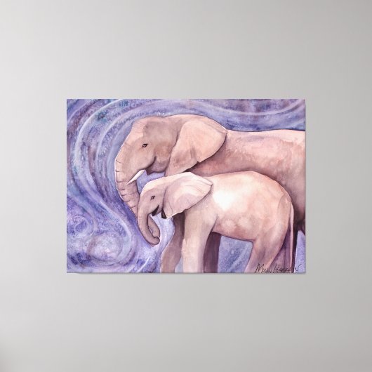 Twee Elephants Wildlife Artwork van Molly Harrison Canvas Afdruk (Voorkant)