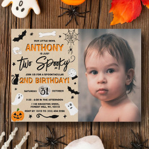 Twee en spooky! Halloween 2e verjaardagsfoto Kaart