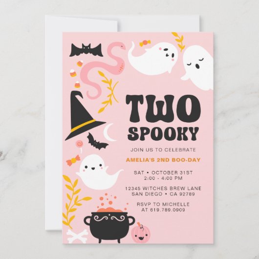 TWEE ENGE Cute en Moderne Roze Geest Uitnodiging (Voorkant)