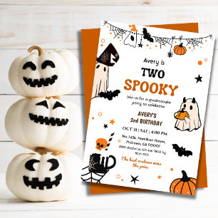 Twee enge verjaardagsfeest voor Halloween met gees Kaart