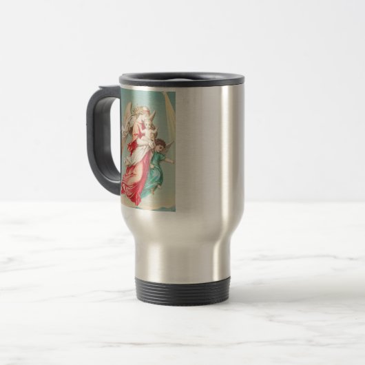 Twee engelen draag een klein kind reisbeker (Voorkant links)