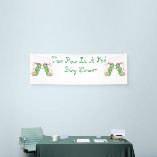 Twee erwten in een Baby shower blikvanger Spandoek (Beurs)
