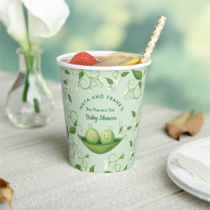 Twee erwten in een Baby shower Papieren Bekers