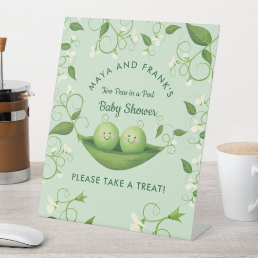 Twee erwten in een Baby shower Reclamebord Met Voetstuk (Insitu)