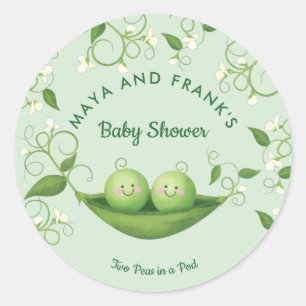 Twee erwten in een Klassieke ronde Baby shower van Ronde Sticker