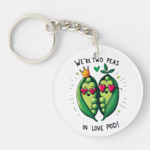 Twee Erwten in een Love Pod Schattige Valentijnse  Sleutelhanger