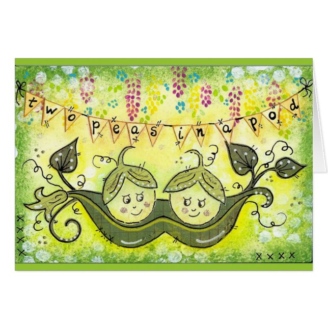 Twee erwten in een peul. (Voorkant Horizontaal)