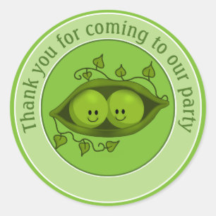 Twee erwten in een peul, bedankt ronde sticker