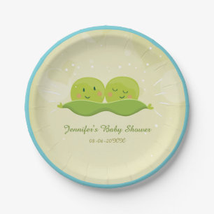 Twee erwten in een peul Borden Baby shower Twins Papieren Bordje