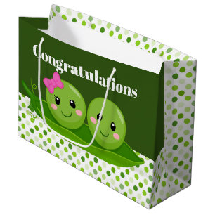 Twee erwten in een peul feliciteren groot cadeauzakje