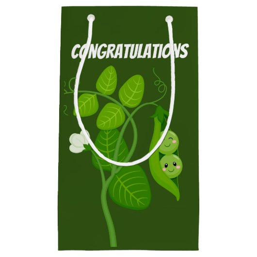 Twee erwten in een peul feliciteren klein cadeauzakje (Voorkant)