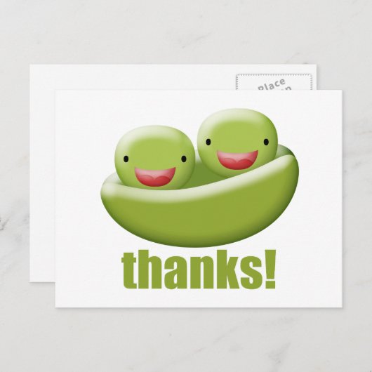 Twee erwten in een peul geven Bedankt Briefkaart (Voorkant / Achterkant)