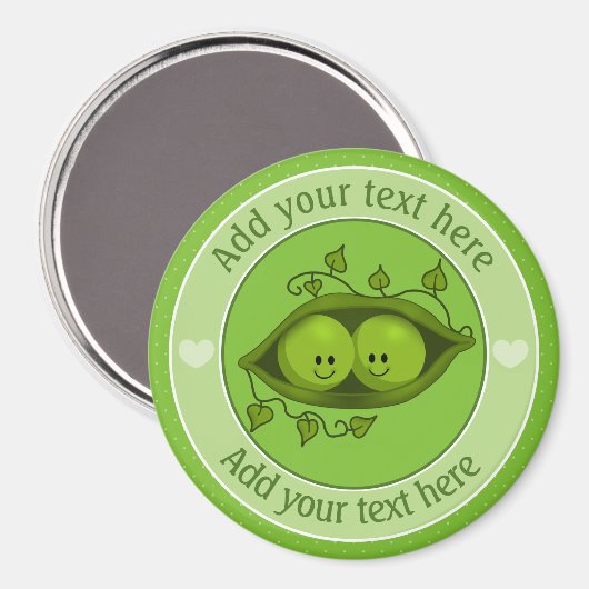 Twee erwten in een peul op maat magneet (Voorkant / Achterkant)