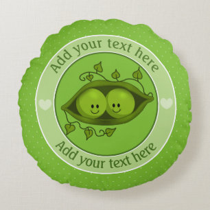 Twee erwten in een peul op maat rond kussen