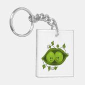 Twee erwten in een peul sleutelhanger (Voorkant Links)