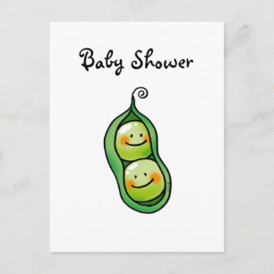 Twee erwten in een peul, twee baby showers uitnodiging briefkaart