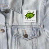 Twee erwten in een peul vierkante button 5,1 cm (In situ)