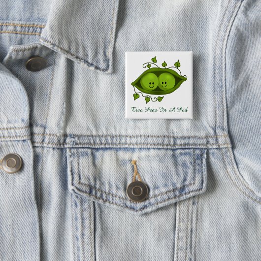 Twee erwten in een peul vierkante button 5,1 cm (In situ)