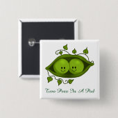 Twee erwten in een peul vierkante button 5,1 cm (Voorkant /achterkant)