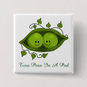 Twee erwten in een peul vierkante button 5,1 cm (Voorkant)
