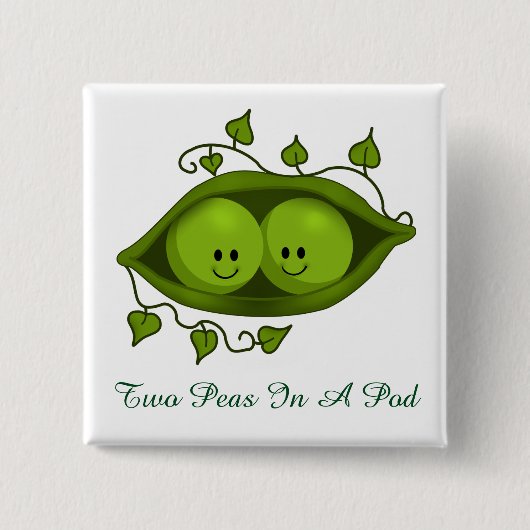 Twee erwten in een peul vierkante button 5,1 cm (Voorkant)