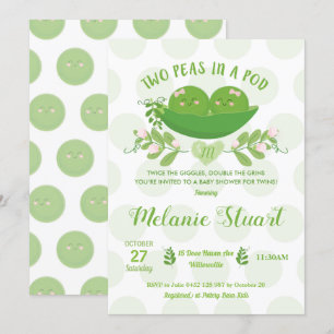 Twee erwten in een Pod Baby shower Invitation for Kaart