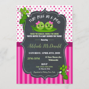 Twee erwten in een Pod Baby shower Invitation for Kaart