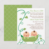 Twee erwten in een pod Baby Shower Uitnodigingen (Voorkant / Achterkant)