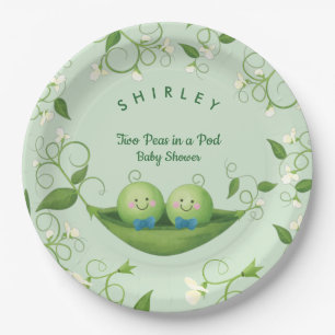 Twee erwten in een pod Baby Twins Shower Papieren Bordje