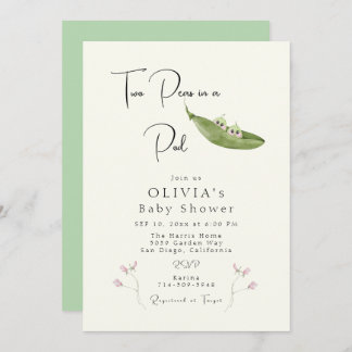Twee erwten in een Pod Girl Baby shower Kaart
